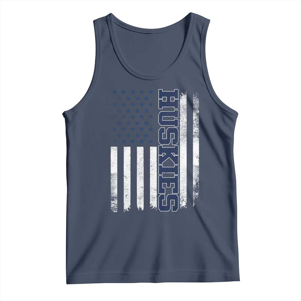 Husky Lover Sports Varsity Aesthetic Letters Vintage American Flag Tank Top TS11 Navy Print Your Wear