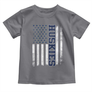 Husky Lover Sports Varsity Aesthetic Letters Vintage American Flag Toddler T Shirt TS11 Charcoal Print Your Wear