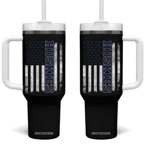 Husky Lover Sports Varsity Aesthetic Letters Vintage American Flag Tumbler With Handle TS11 One Size: 40 oz Black Print Your Wear