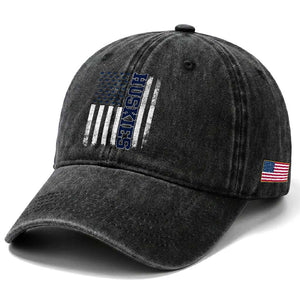 Husky Lover Sports Varsity Aesthetic Letters Vintage American Flag Washed Cotton Baseball Cap TS11 Print Your Wear