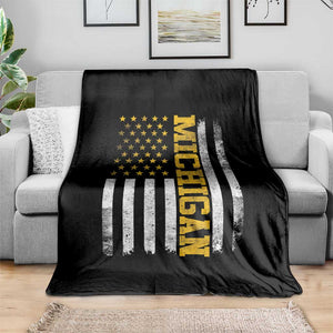 Michigan Pride Throw Blanket Vintage American Flag Distressed Varsity Aesthetic Letters MI State TS11 Print Your Wear