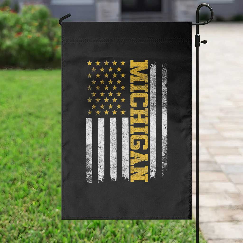 Michigan Pride Garden Flag Vintage American Flag Distressed Varsity Aesthetic Letters MI State TS11 Print Your Wear