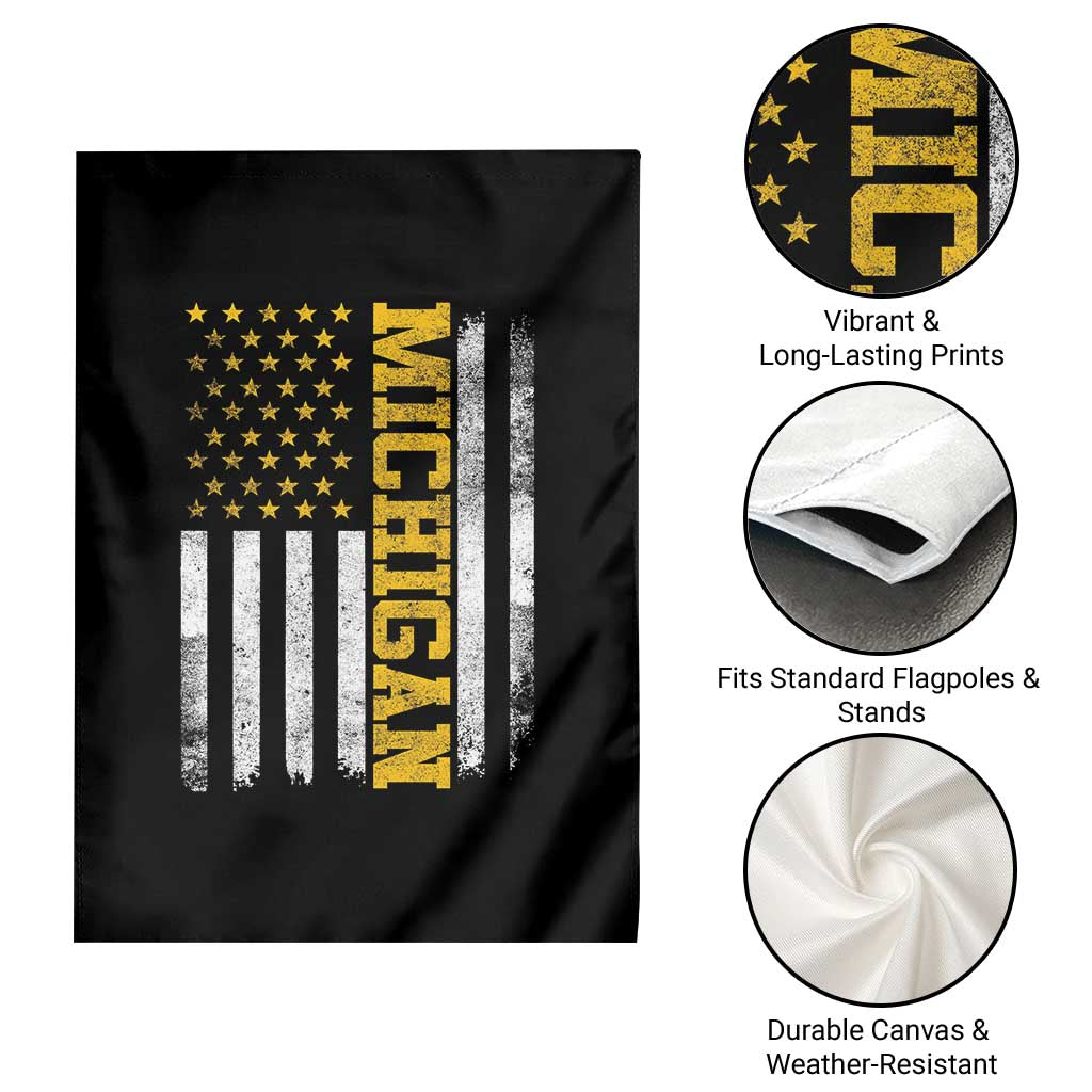 Michigan Pride Garden Flag Vintage American Flag Distressed Varsity Aesthetic Letters MI State TS11 Print Your Wear