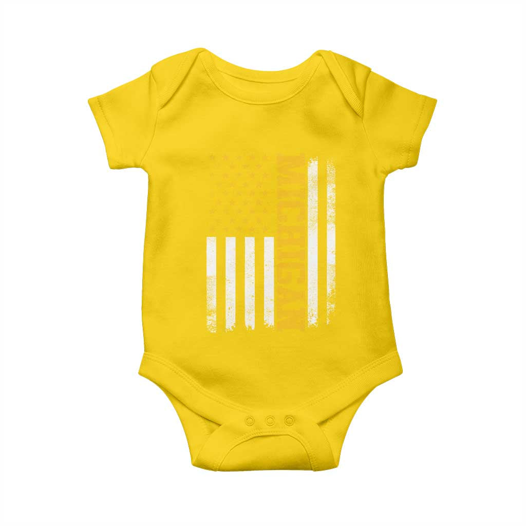 Michigan Pride Baby Onesie Vintage American Flag Distressed Varsity Aesthetic Letters MI State TS11 Daisy Print Your Wear