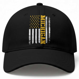 Michigan Pride Baseball Cap Vintage American Flag Distressed Varsity Aesthetic Letters MI State TS11 Print Your Wear