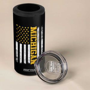 Michigan Pride 4 in 1 Can Cooler Tumbler Vintage American Flag Distressed Varsity Aesthetic Letters MI State TS11 Print Your Wear