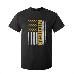 Michigan Pride T Shirt For Kid Vintage American Flag Distressed Varsity Aesthetic Letters MI State TS11 Black Print Your Wear