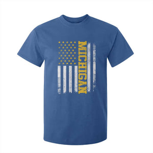 Michigan Pride T Shirt For Kid Vintage American Flag Distressed Varsity Aesthetic Letters MI State TS11 Royal Blue Print Your Wear