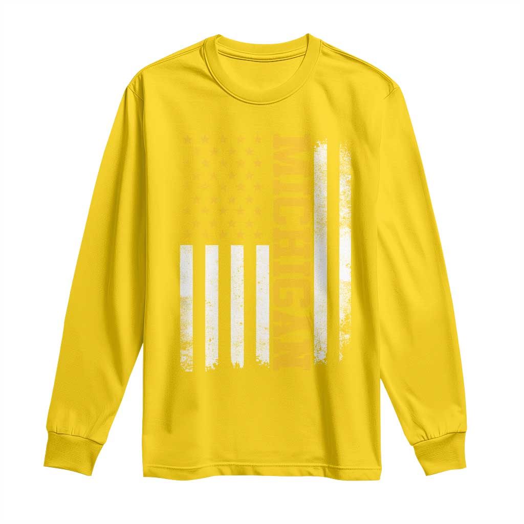 Michigan Pride Long Sleeve Shirt Vintage American Flag Distressed Varsity Aesthetic Letters MI State TS11 Daisy Print Your Wear