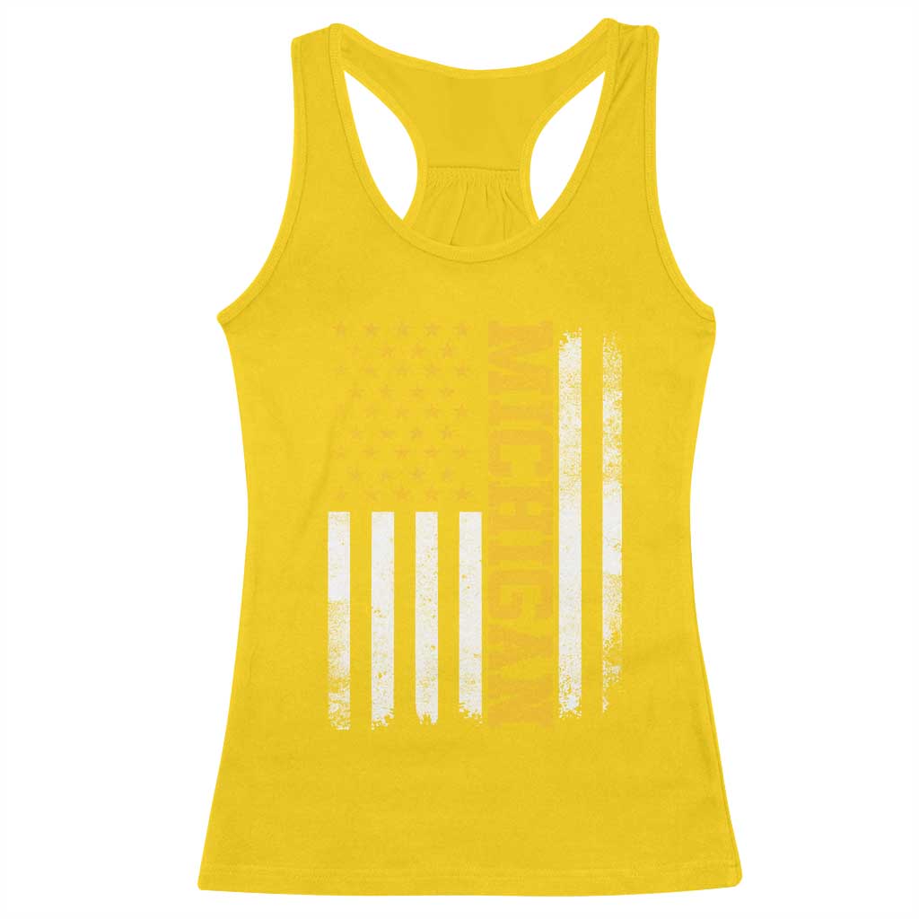 Michigan Pride Racerback Tank Top Vintage American Flag Distressed Varsity Aesthetic Letters MI State TS11 Daisy Print Your Wear