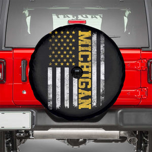 Michigan Pride Spare Tire Cover Vintage American Flag Distressed Varsity Aesthetic Letters MI State TS11 Black Print Your Wear
