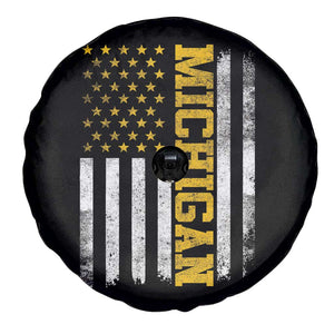 Michigan Pride Spare Tire Cover Vintage American Flag Distressed Varsity Aesthetic Letters MI State TS11 Print Your Wear
