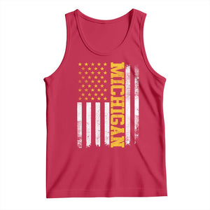 Michigan Pride Tank Top Vintage American Flag Distressed Varsity Aesthetic Letters MI State TS11 Red Print Your Wear