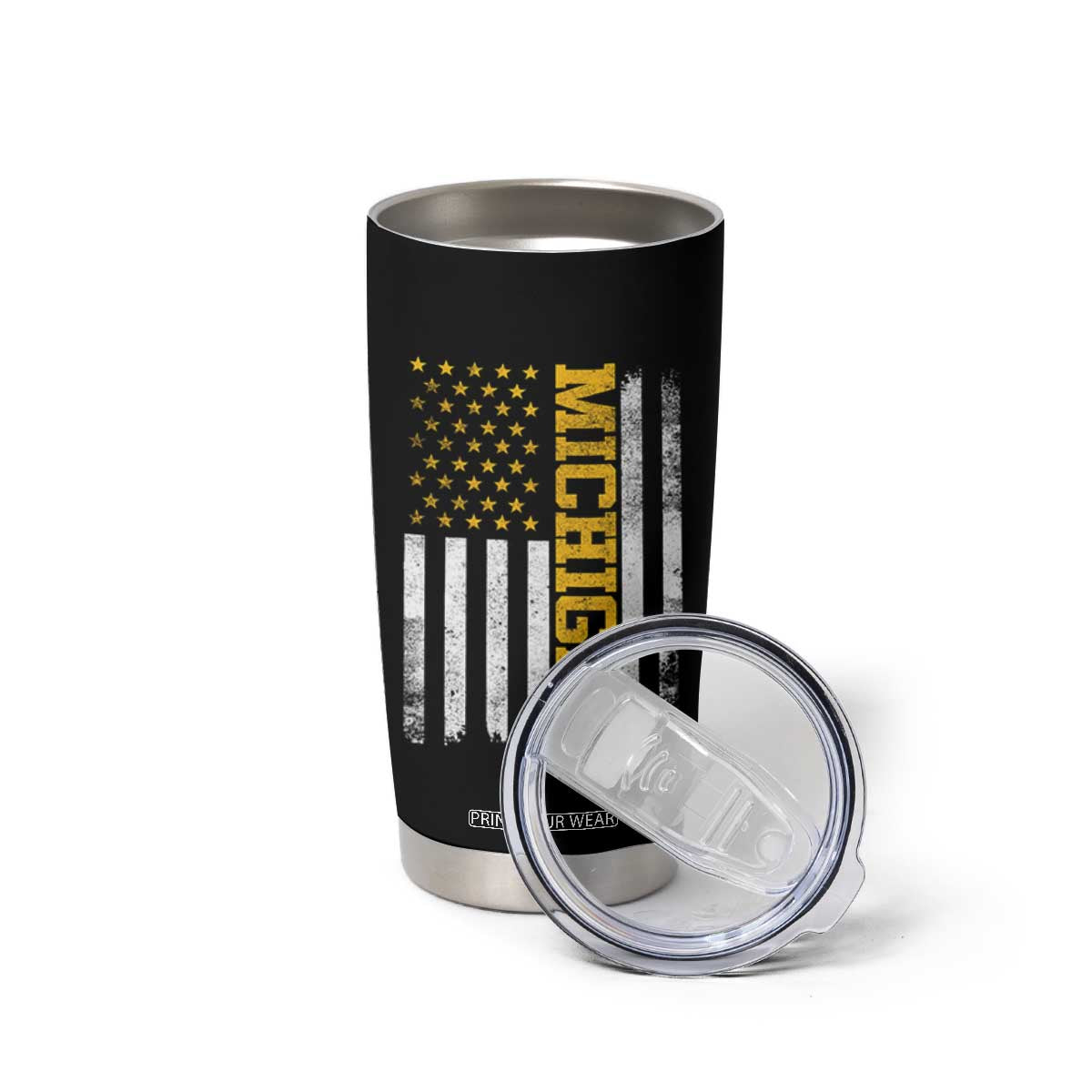 Michigan Pride Tumbler Cup Vintage American Flag Distressed Varsity Aesthetic Letters MI State TS11 Print Your Wear