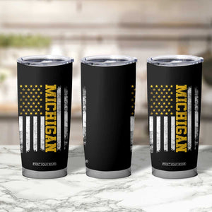 Michigan Pride Tumbler Cup Vintage American Flag Distressed Varsity Aesthetic Letters MI State TS11 Print Your Wear