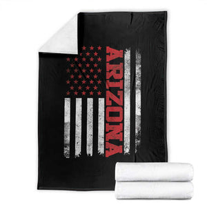 Arizona Pride Throw Blanket Vintage American Flag Distressed Varsity Aesthetic Letters AZ State TS11 Black Print Your Wear