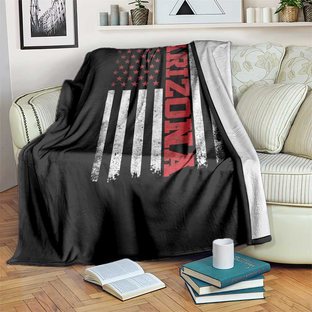 Arizona Pride Throw Blanket Vintage American Flag Distressed Varsity Aesthetic Letters AZ State TS11 Print Your Wear
