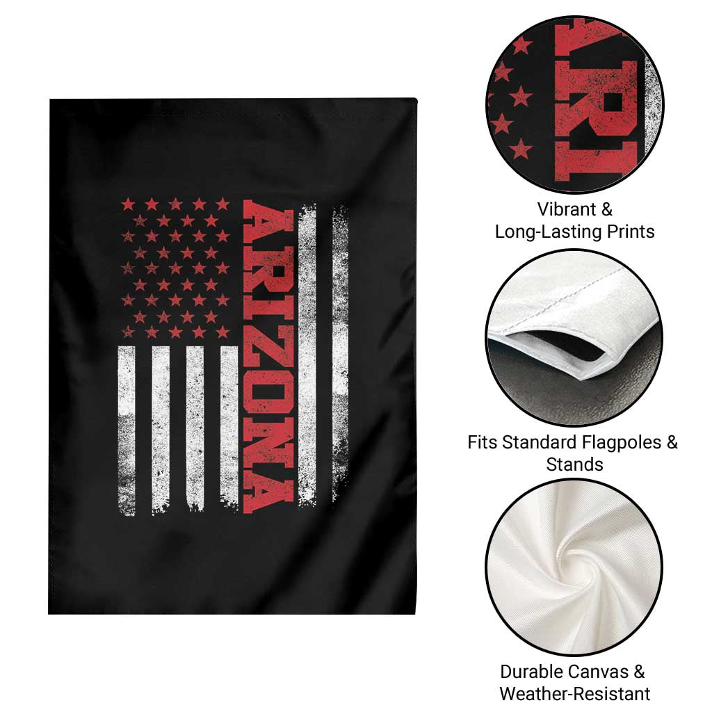 Arizona Pride Garden Flag Vintage American Flag Distressed Varsity Aesthetic Letters AZ State TS11 Print Your Wear