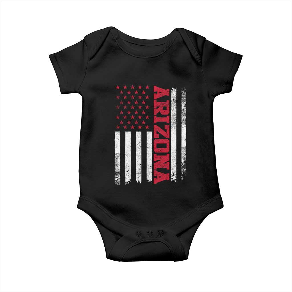 Arizona Pride Baby Onesie Vintage American Flag Distressed Varsity Aesthetic Letters AZ State TS11 Black Print Your Wear