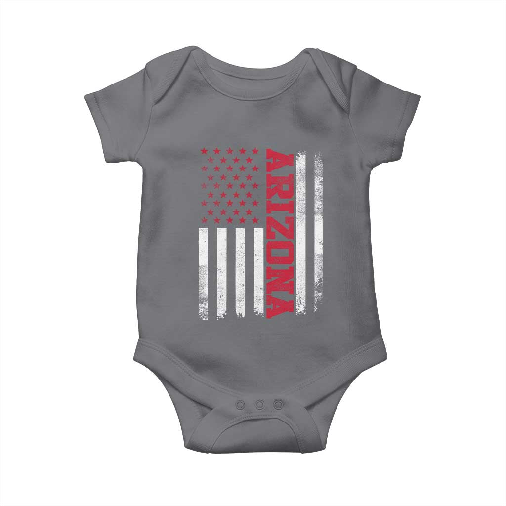 Arizona Pride Baby Onesie Vintage American Flag Distressed Varsity Aesthetic Letters AZ State TS11 Charcoal Print Your Wear