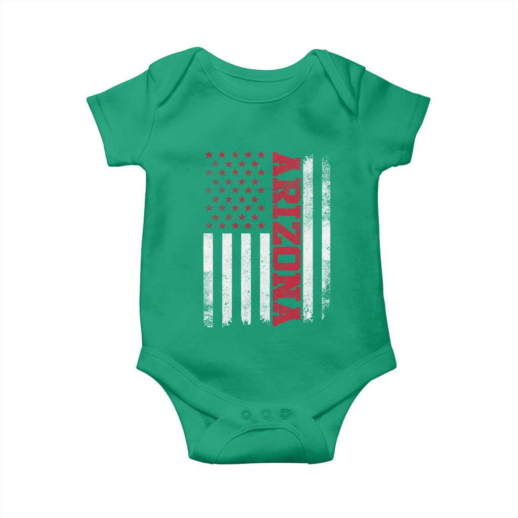 Arizona Pride Baby Onesie Vintage American Flag Distressed Varsity Aesthetic Letters AZ State TS11 Irish Green Print Your Wear