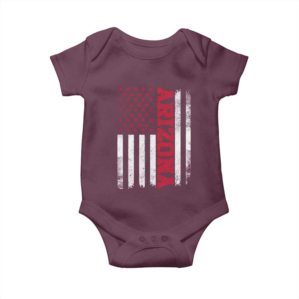 Arizona Pride Baby Onesie Vintage American Flag Distressed Varsity Aesthetic Letters AZ State TS11 Maroon Print Your Wear