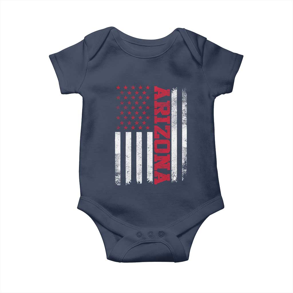 Arizona Pride Baby Onesie Vintage American Flag Distressed Varsity Aesthetic Letters AZ State TS11 Navy Print Your Wear