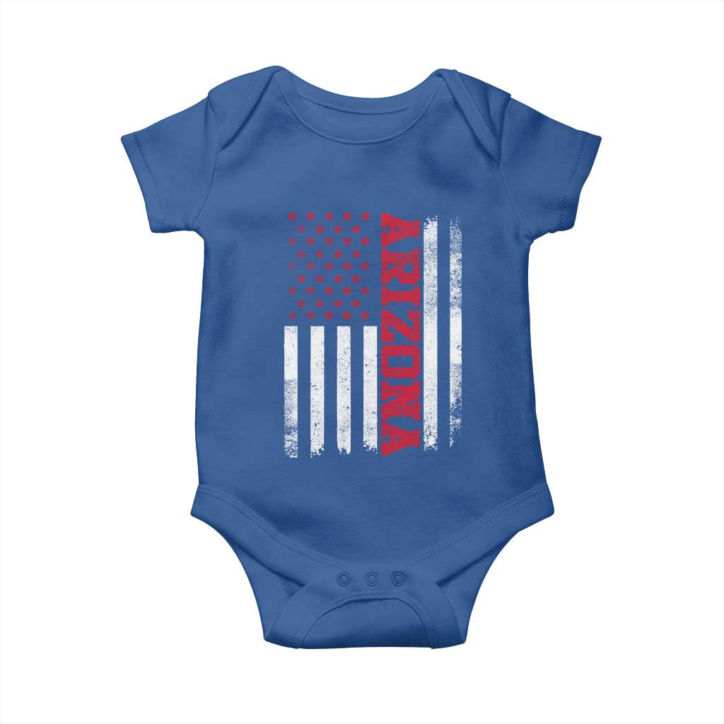 Arizona Pride Baby Onesie Vintage American Flag Distressed Varsity Aesthetic Letters AZ State TS11 Royal Blue Print Your Wear