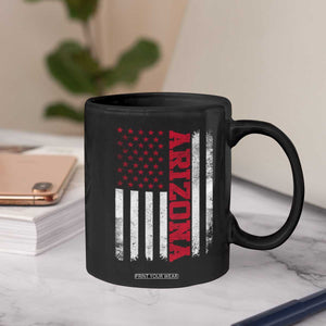 Arizona Pride Coffee Mug Vintage American Flag Distressed Varsity Aesthetic Letters AZ State TS11 Print Your Wear
