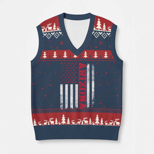 Arizona Pride V-Neck Knit Sweater Vest Vintage American Flag Distressed Varsity Aesthetic Letters AZ State TS11 Navy Red Print Your Wear