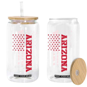 Arizona Pride Glass Can Vintage American Flag Distressed Varsity Aesthetic Letters AZ State TS11 Print Your Wear