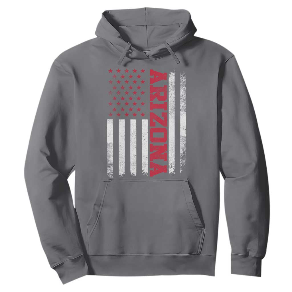 Arizona Pride Hoodie Vintage American Flag Distressed Varsity Aesthetic Letters AZ State TS11 Charcoal Print Your Wear