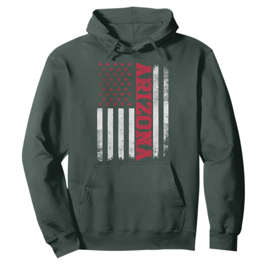Arizona Pride Hoodie Vintage American Flag Distressed Varsity Aesthetic Letters AZ State TS11 Dark Forest Green Print Your Wear