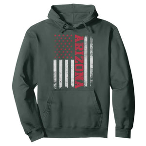 Arizona Pride Hoodie Vintage American Flag Distressed Varsity Aesthetic Letters AZ State TS11 Dark Forest Green Print Your Wear
