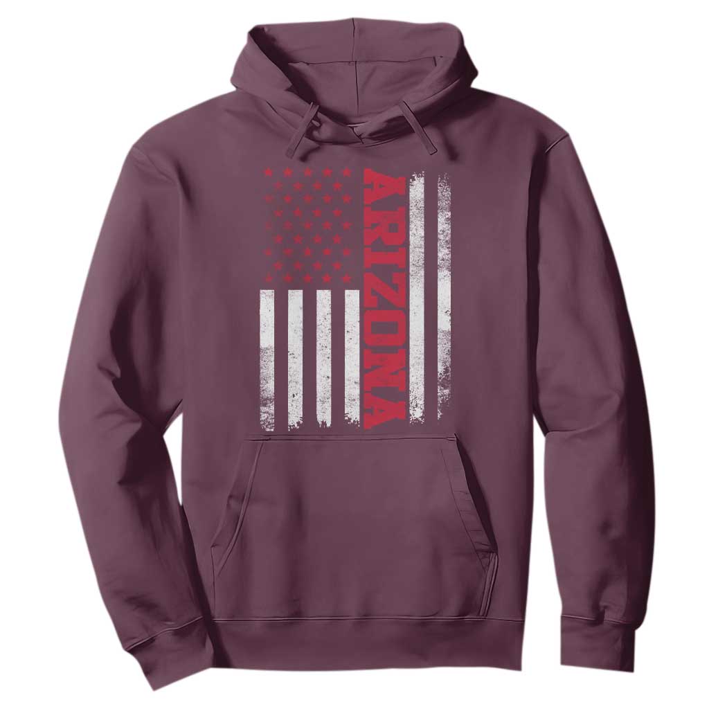 Arizona Pride Hoodie Vintage American Flag Distressed Varsity Aesthetic Letters AZ State TS11 Maroon Print Your Wear