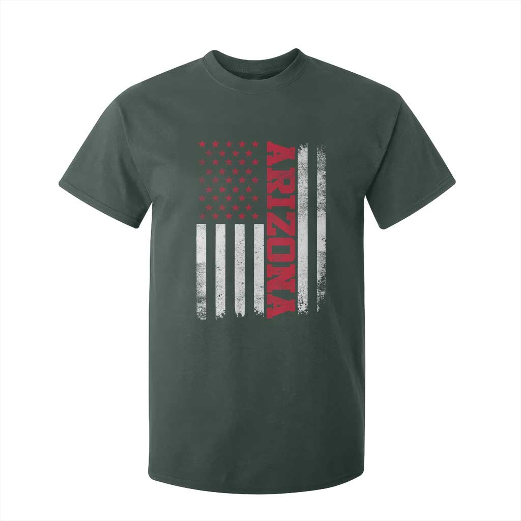 Arizona Pride T Shirt For Kid Vintage American Flag Distressed Varsity Aesthetic Letters AZ State TS11 Dark Forest Green Print Your Wear