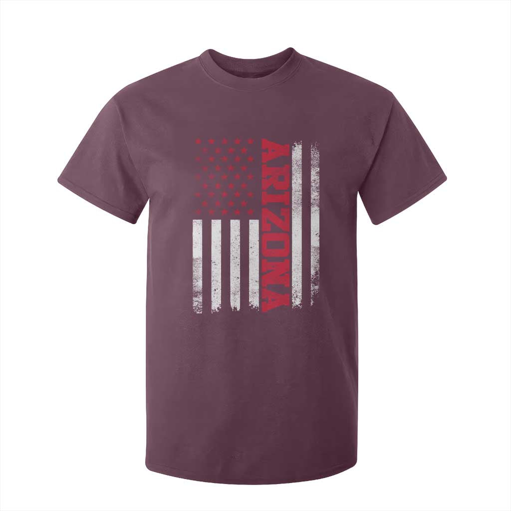 Arizona Pride T Shirt For Kid Vintage American Flag Distressed Varsity Aesthetic Letters AZ State TS11 Maroon Print Your Wear