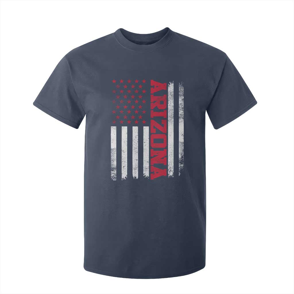 Arizona Pride T Shirt For Kid Vintage American Flag Distressed Varsity Aesthetic Letters AZ State TS11 Navy Print Your Wear