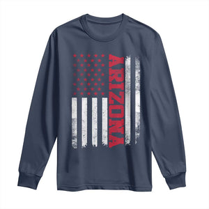 Arizona Pride Long Sleeve Shirt Vintage American Flag Distressed Varsity Aesthetic Letters AZ State TS11 Navy Print Your Wear