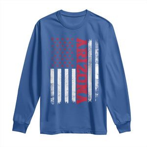 Arizona Pride Long Sleeve Shirt Vintage American Flag Distressed Varsity Aesthetic Letters AZ State TS11 Royal Blue Print Your Wear