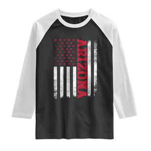 Arizona Pride Raglan Shirt Vintage American Flag Distressed Varsity Aesthetic Letters AZ State TS11 Black White Print Your Wear