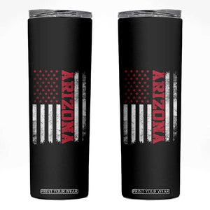 Arizona Pride Skinny Tumbler Vintage American Flag Distressed Varsity Aesthetic Letters AZ State TS11 Black Print Your Wear