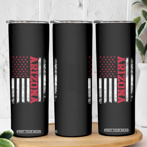 Arizona Pride Skinny Tumbler Vintage American Flag Distressed Varsity Aesthetic Letters AZ State TS11 Print Your Wear