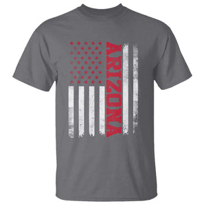Arizona Pride T Shirt Vintage American Flag Distressed Varsity Aesthetic Letters AZ State TS11 Charcoal Print Your Wear