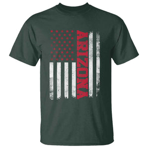 Arizona Pride T Shirt Vintage American Flag Distressed Varsity Aesthetic Letters AZ State TS11 Dark Forest Green Print Your Wear
