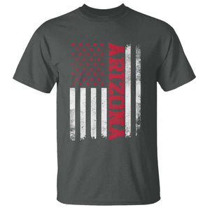Arizona Pride T Shirt Vintage American Flag Distressed Varsity Aesthetic Letters AZ State TS11 Dark Heather Print Your Wear