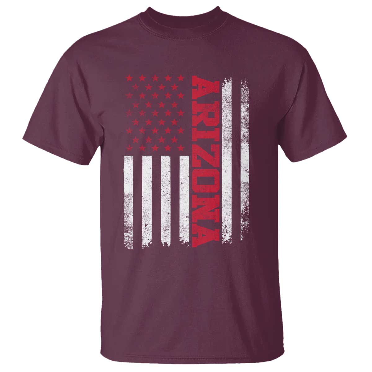 Arizona Pride T Shirt Vintage American Flag Distressed Varsity Aesthetic Letters AZ State TS11 Maroon Print Your Wear