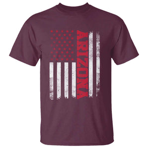 Arizona Pride T Shirt Vintage American Flag Distressed Varsity Aesthetic Letters AZ State TS11 Maroon Print Your Wear