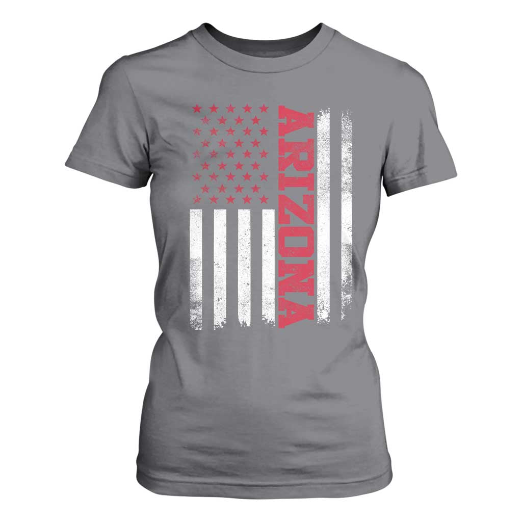 Arizona Pride T Shirt For Women Vintage American Flag Distressed Varsity Aesthetic Letters AZ State TS11 Charcoal Print Your Wear