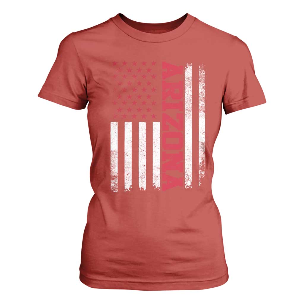 Arizona Pride T Shirt For Women Vintage American Flag Distressed Varsity Aesthetic Letters AZ State TS11 Red Print Your Wear
